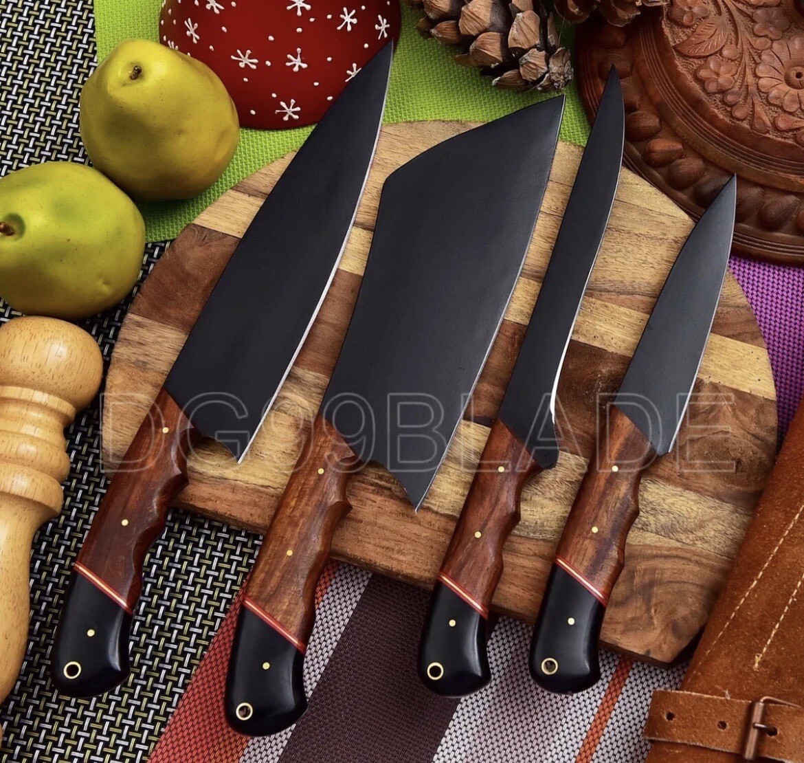 4 Pieces Knives HANDMADE HIGH CARBON STEEL KITCHEN KNIVES CHEF SET CHEF KNIFE