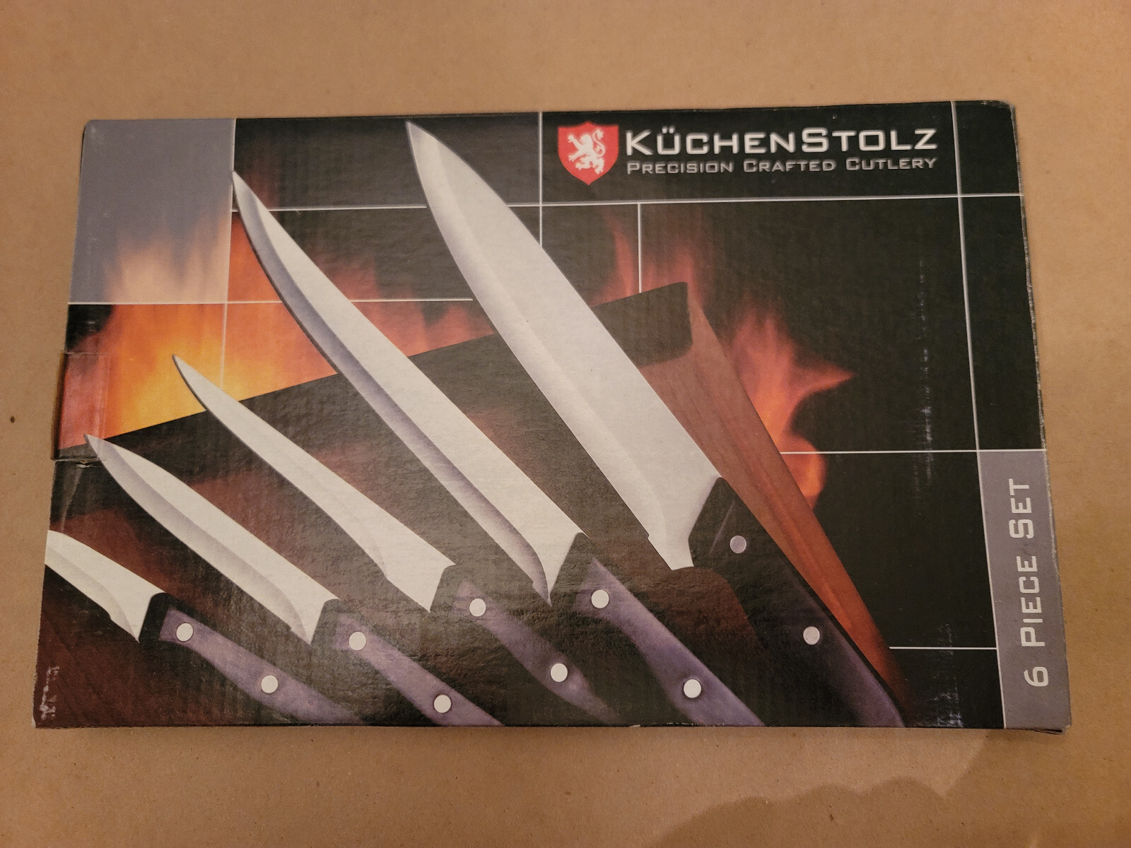 KUCHENSTOLZ PRECISION CRAFTED CUTLERY 6-PC SET & CUTTING BOARD – NEW, OPEN BOX