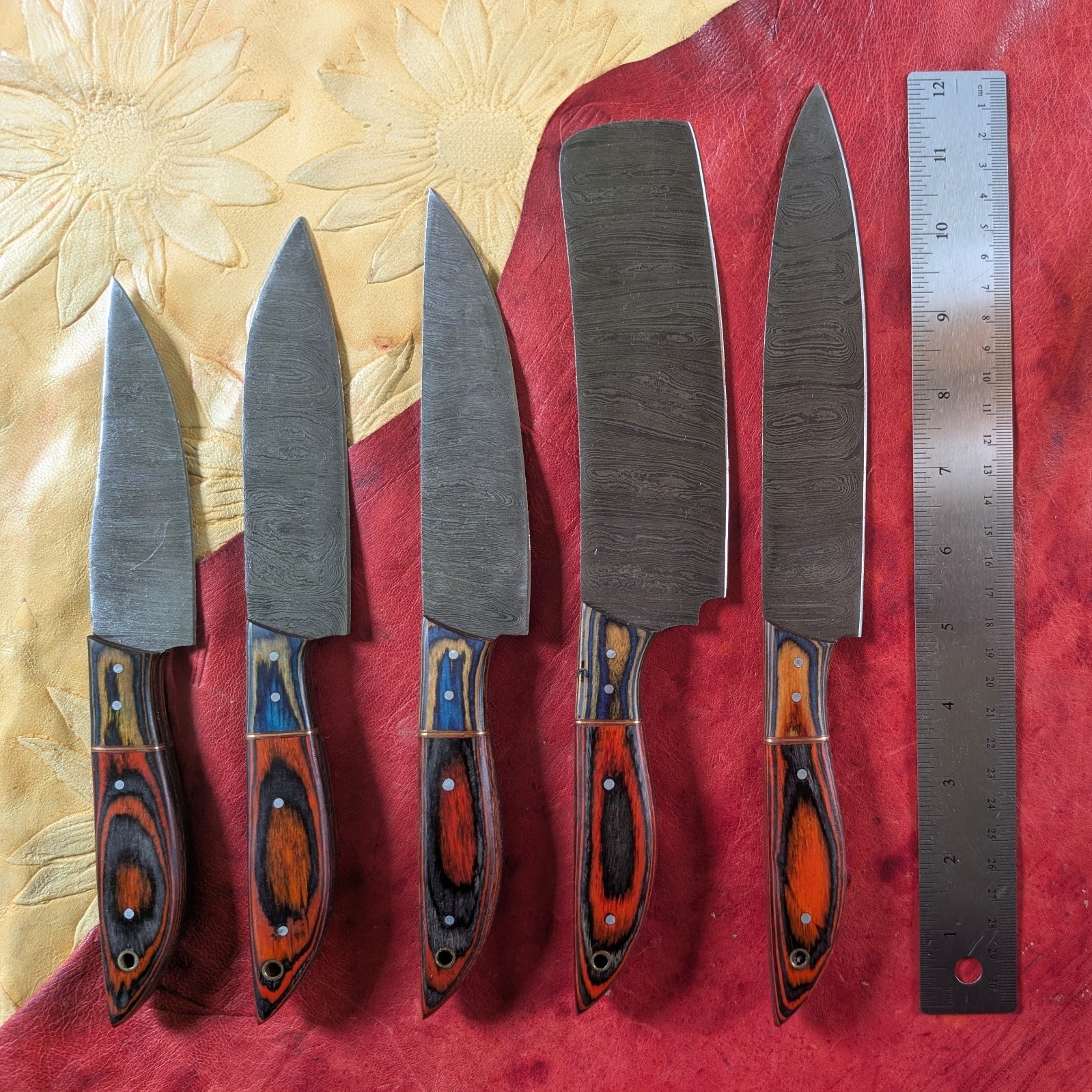 Handmade Damascus Steel 5-PIECE CHEF KNIFE Set w/Sturdy Travel Case OUR LAST SET