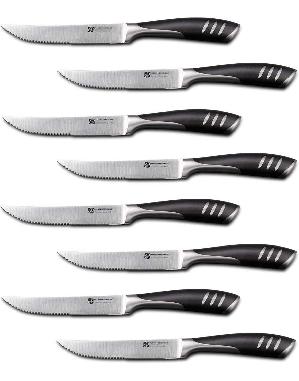 Premium 8-Piece High Carbon Stainless Steel Steak Knife Set, Double Full