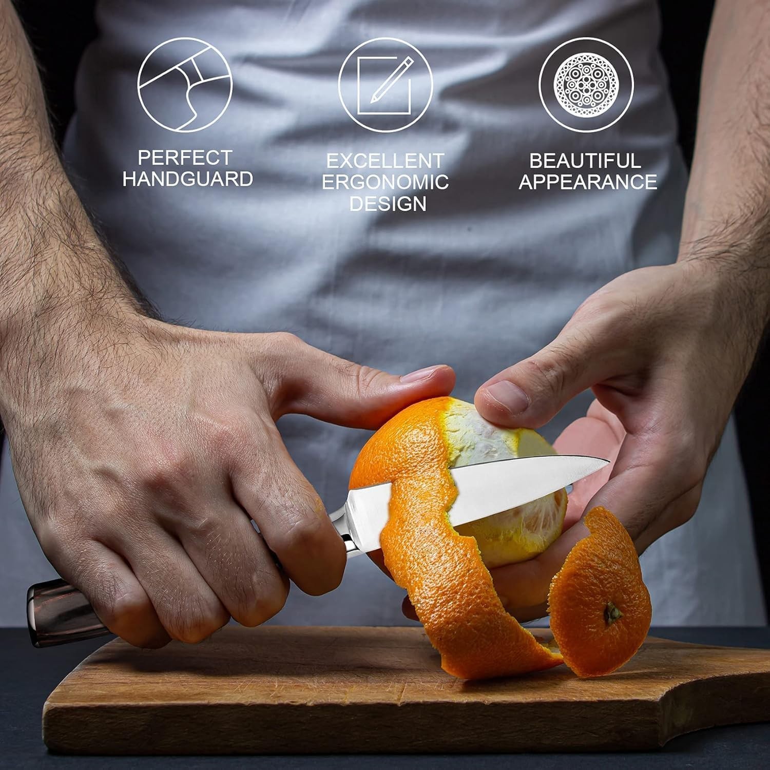 3.5 Inch Paring Knife with High Carbon Stainless Steel Blade & Pakkawood Handle