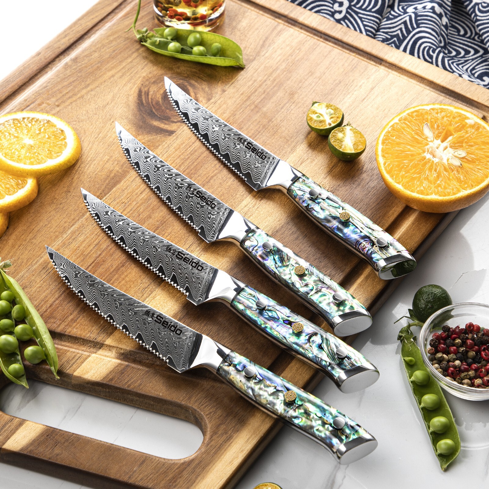 13-Piece Awabi Knife Block Set – Premium VG-10 Damascus Steel Knives