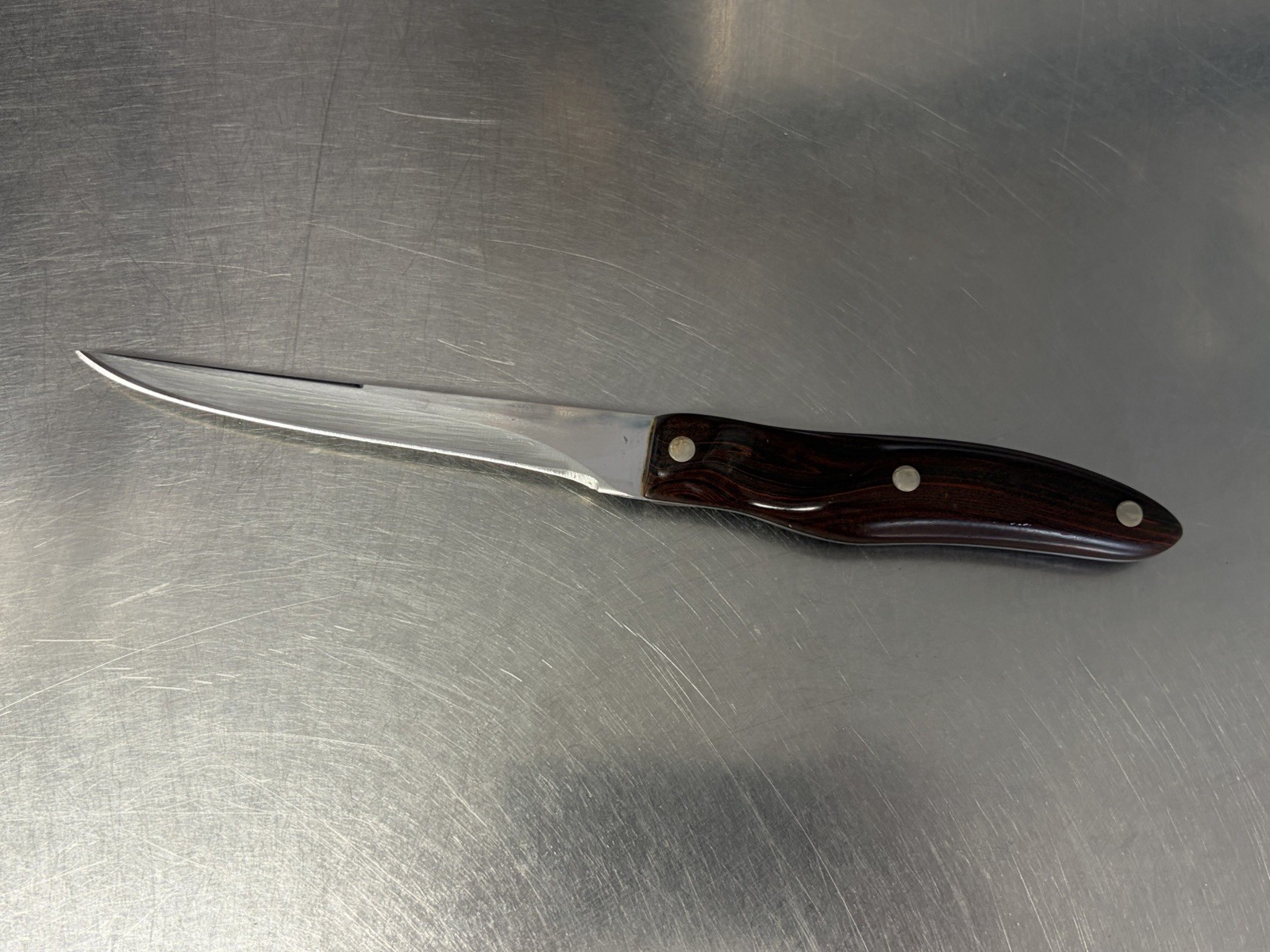 Vintage CUTCO No. 21 Kitchen Knife Classic Wooden Brown Swirl Handle 4 3/8” Trim