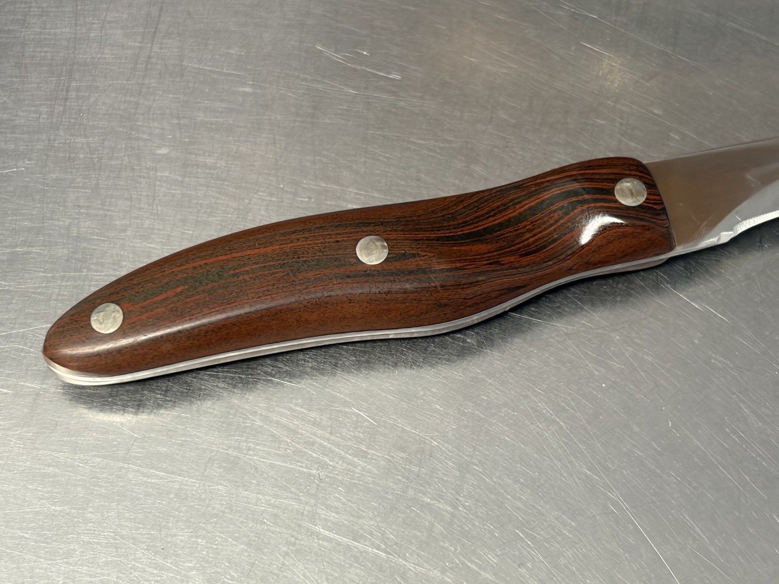 Vintage CUTCO No. 21 Kitchen Knife Classic Wooden Brown Swirl Handle 4 3/8” Trim