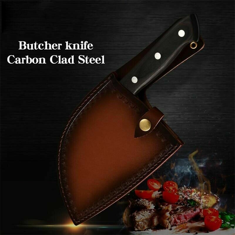 Forged Kitchen Butcher Knife Camping Full Tang Chef Knife with Sheath US seller