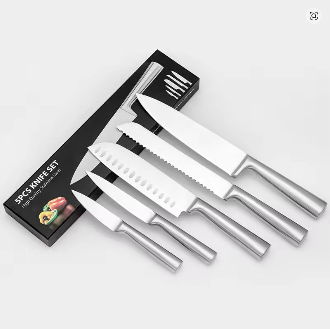5 Piece Stainless Steel Kitchen Knife Set, Ergonomic Hollow Handle Design….