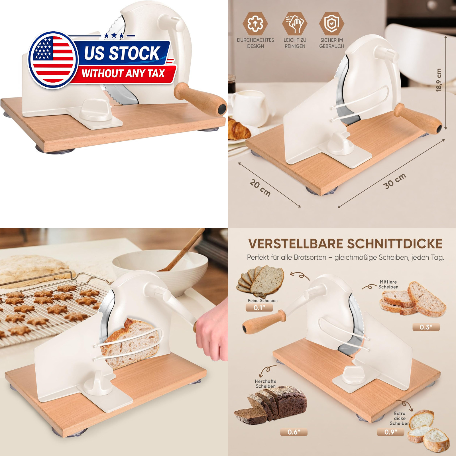 Manual Bread Slicer with Hand Crank, Classic Home Bread Slicer for Homemade