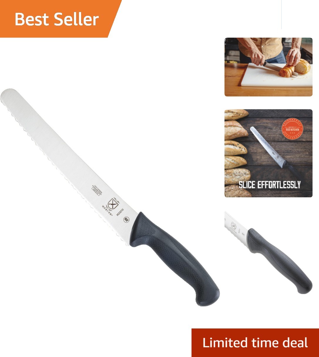 Stylish 10-Inch Wavy Edge Bread Knife with Lightweight Design – Mercer Millennia
