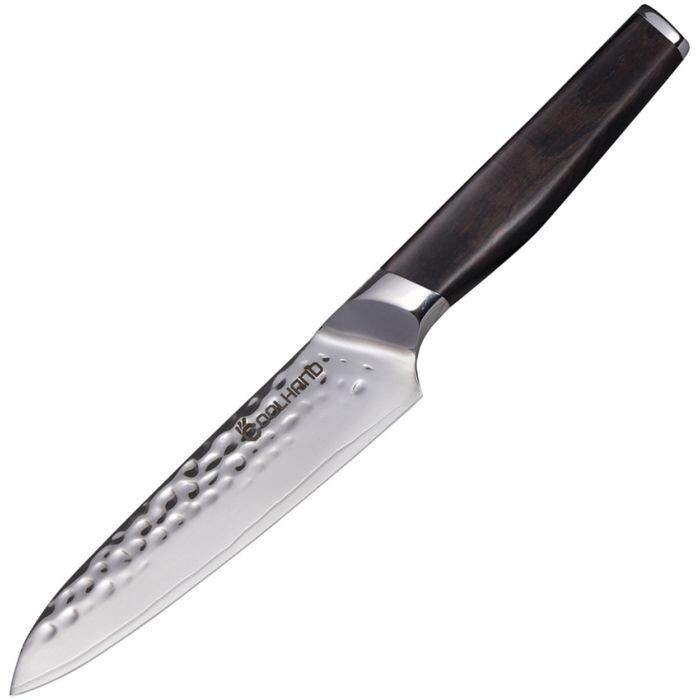 Coolhand Utility Fixed-Blade Knife 5″ Hammered Stainless Blade Ebony Wood Handle