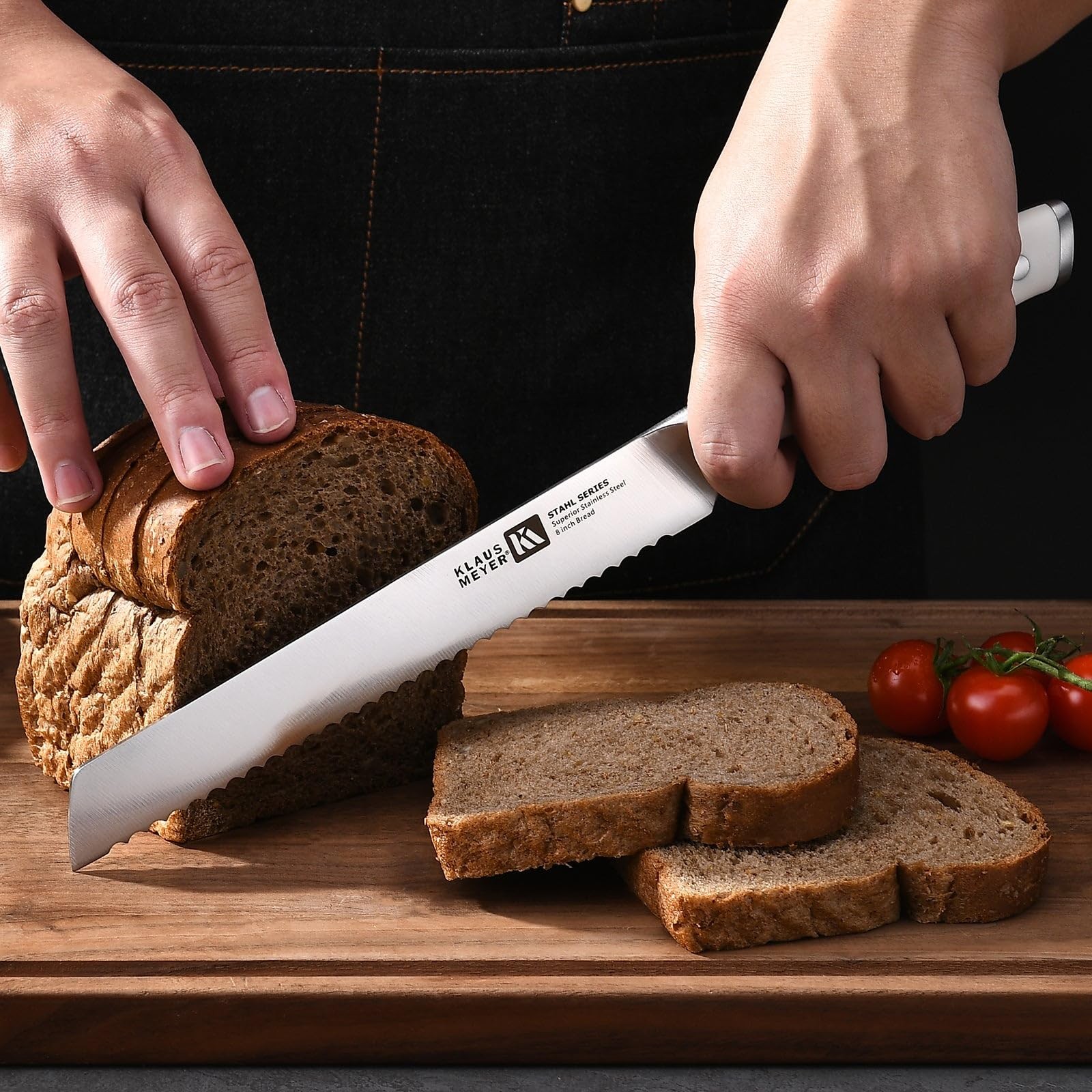 Stahl High Carbon Exclusive German Steel 8 inch Bread Knife (White)