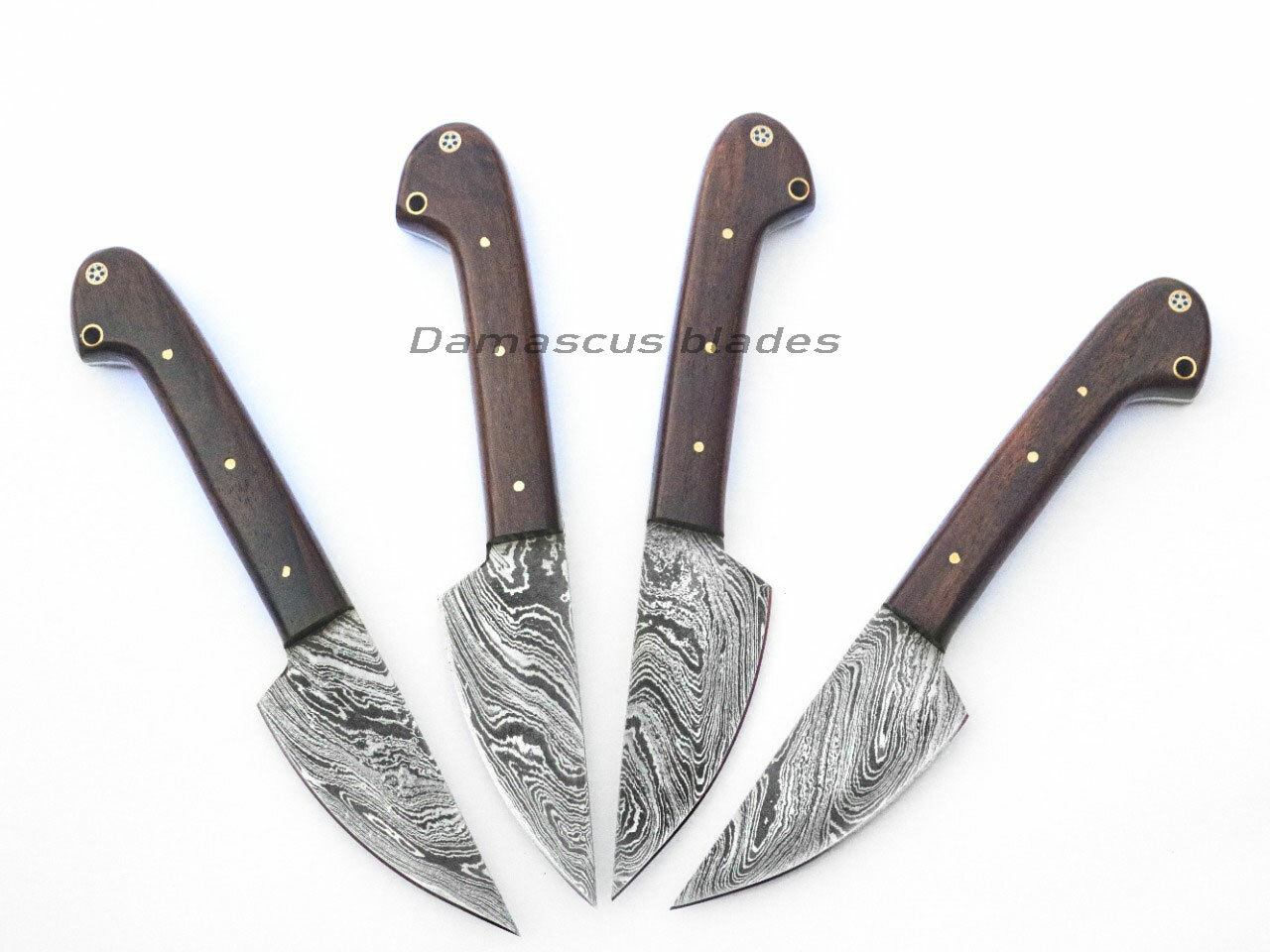 CUSTOM HANDMADE FORGED DAMASCUS STEEL STEAK KNIVES SET WITH WOOD HANDLE