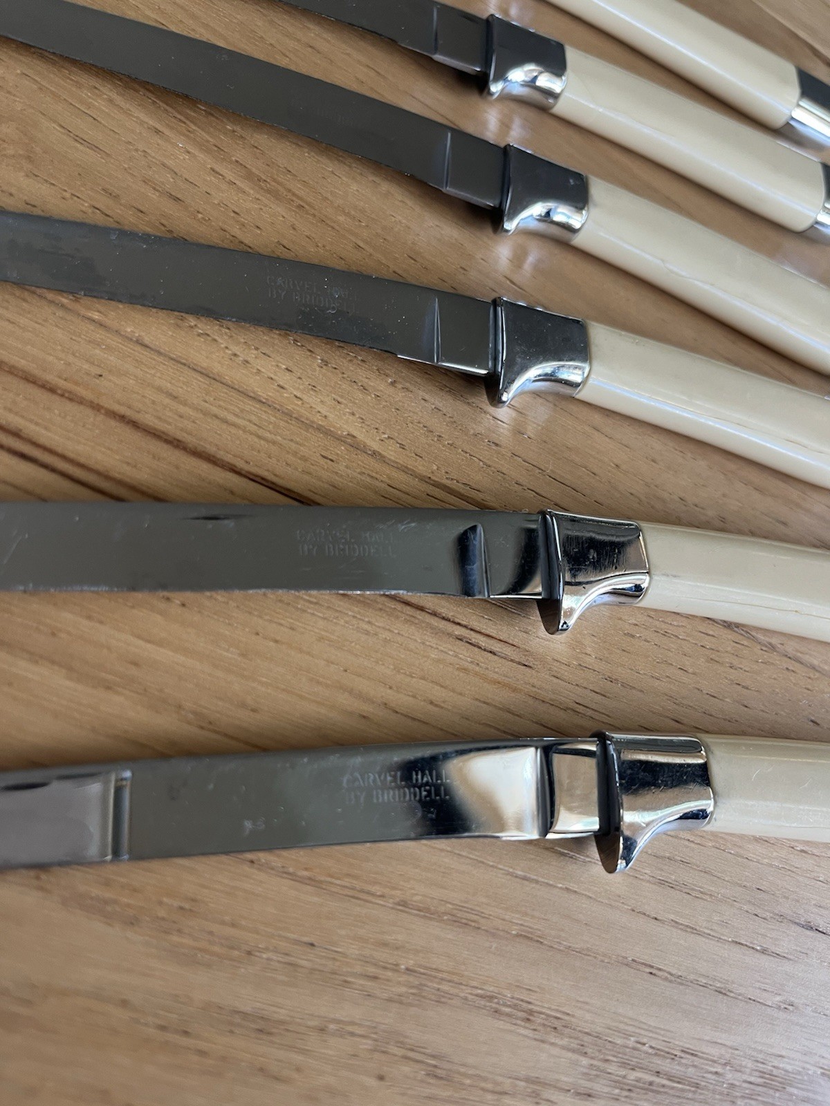 Carvel Hall by Briddell 1950s Vintage Steak Knives SS with Cream Handle Set of 6