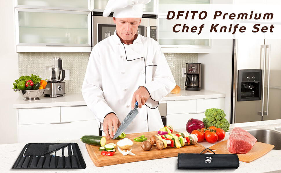 Kitchen Knife Set Japanese Damascus Chef Knives Stainless Steel Meat Cleaver USA