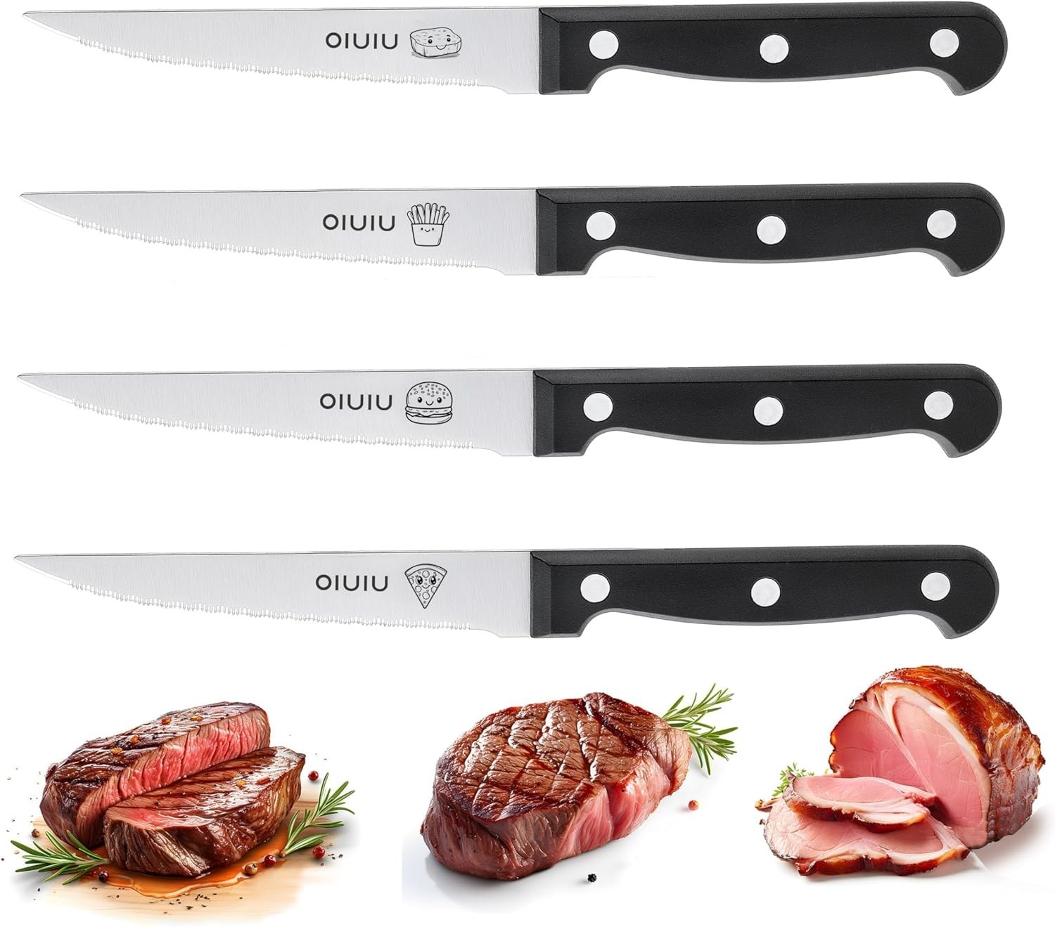 Steak Knives Set of 4, Stainless Steel Serrated Steak Knife Set, Dishwasher Safe