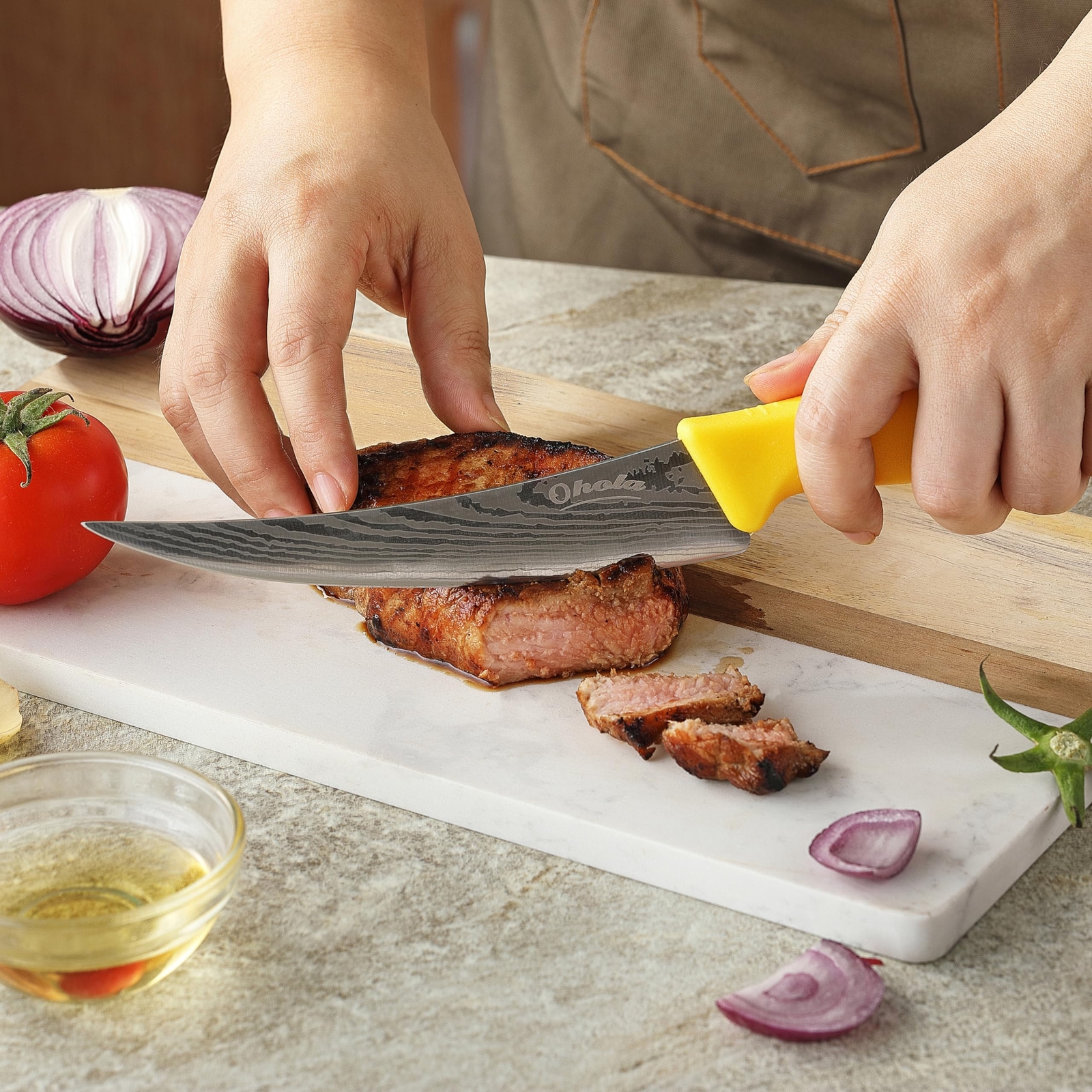 2PCS Curved Boning Knife 6 Inch Deboning Knife Premium Stainless Steel Fillet