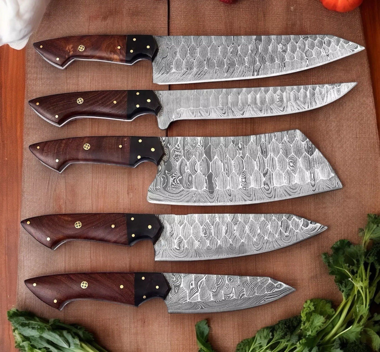 Knife Set Chef Kitchen Damascus steel Blade Knives Pairing cleaver Boning Steak