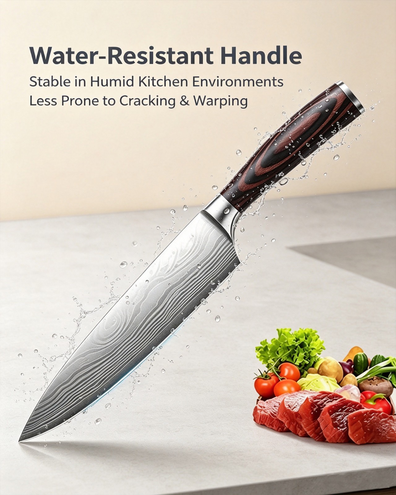 Japanese Chef Knife , 8 Inch Kitchen Knife with Ergonomic Handle 、 Gift Box