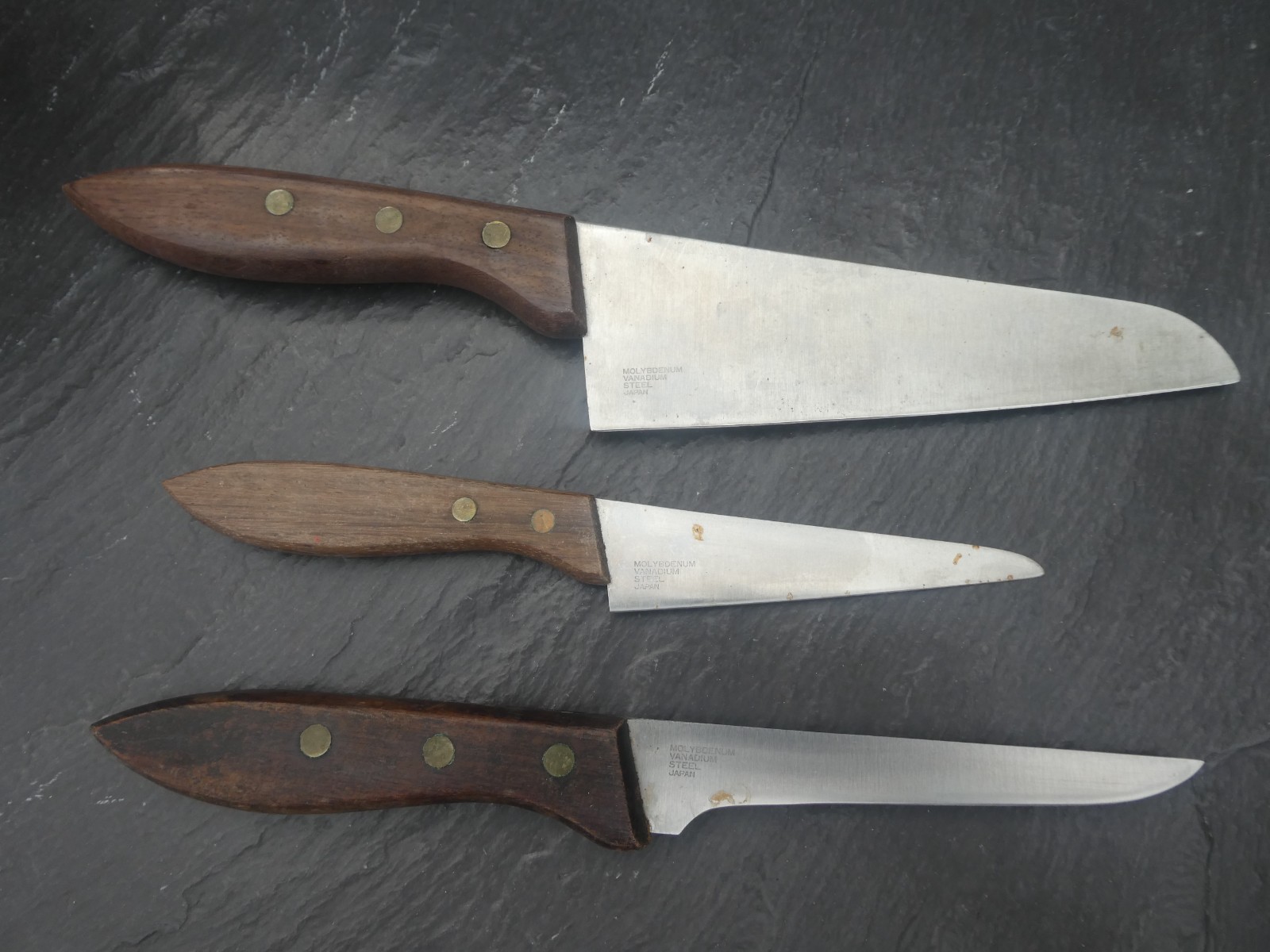 Three Vintage Knives Molybdenum Vanadium 4 in / 5 in/6.25 in.