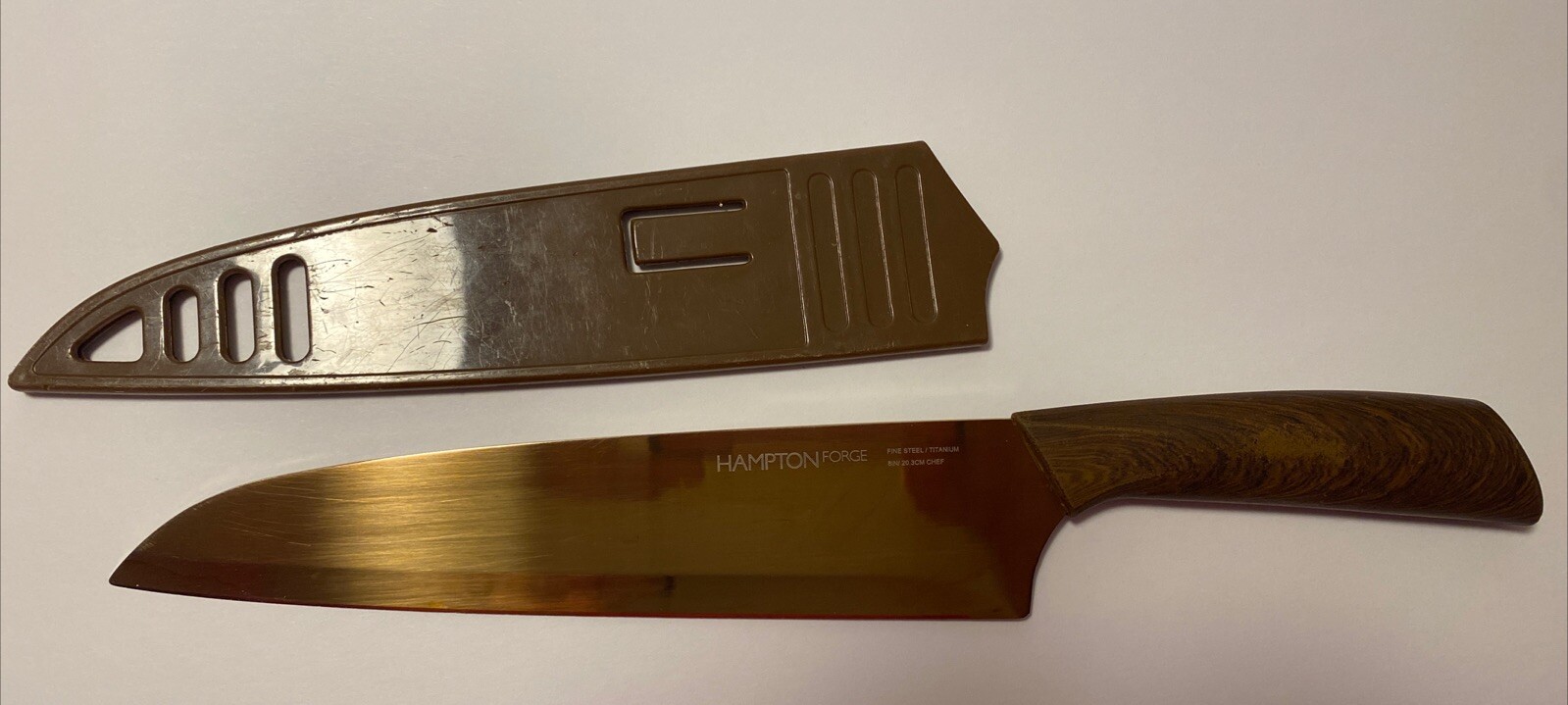 Hampton Forge Titanium 8″ Chef’s Chef Knife with Blade Guard Soft Grip Handle