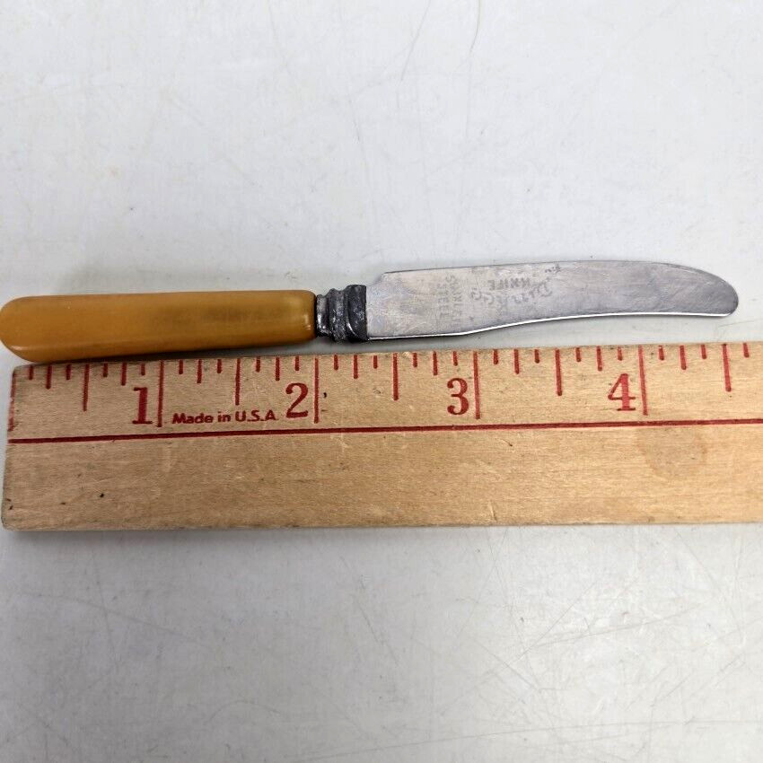 Dinkee GH Knife Bakelite Cutlery Stainless Steel Miniature 4.75″ in MCM Vintage