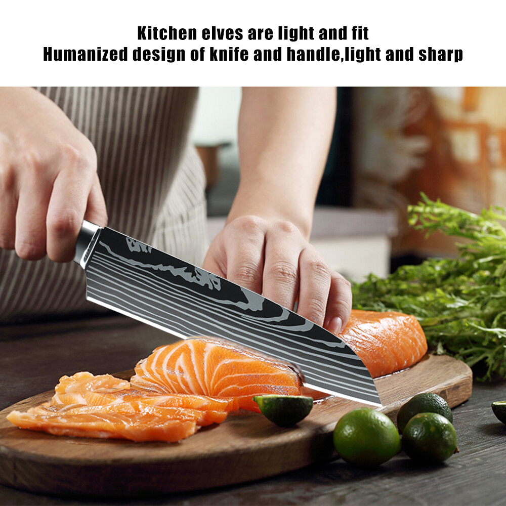 Stainless Steel Kitchen Knife Japanese Damascus Chef’s Sharp Blade Cleaver Knife
