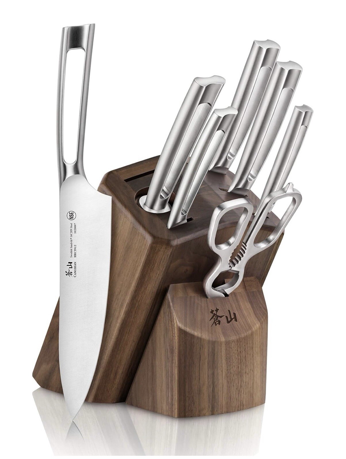 Cangshan TN1 Series 1021950 Swedish 14C28N Steel Forged 8-Piece Knife Block
