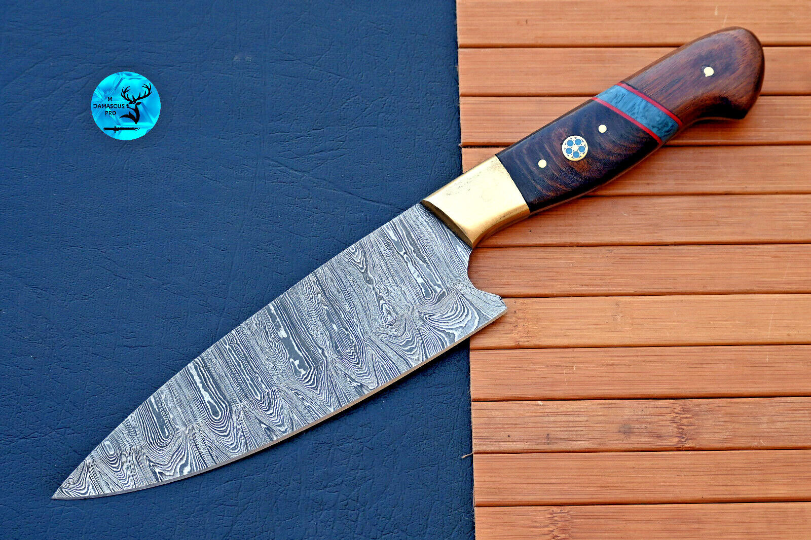 CUSTOM HANDMADE FORGED DAMASCUS STEEL CHEF KNIFE KITCHEN KNIFE WOOD HANDLE 2560