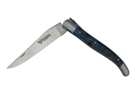 Laguiole En Aubrac Folding Pocket Knife With Blue Poplar Wood Handle, 4.75-In
