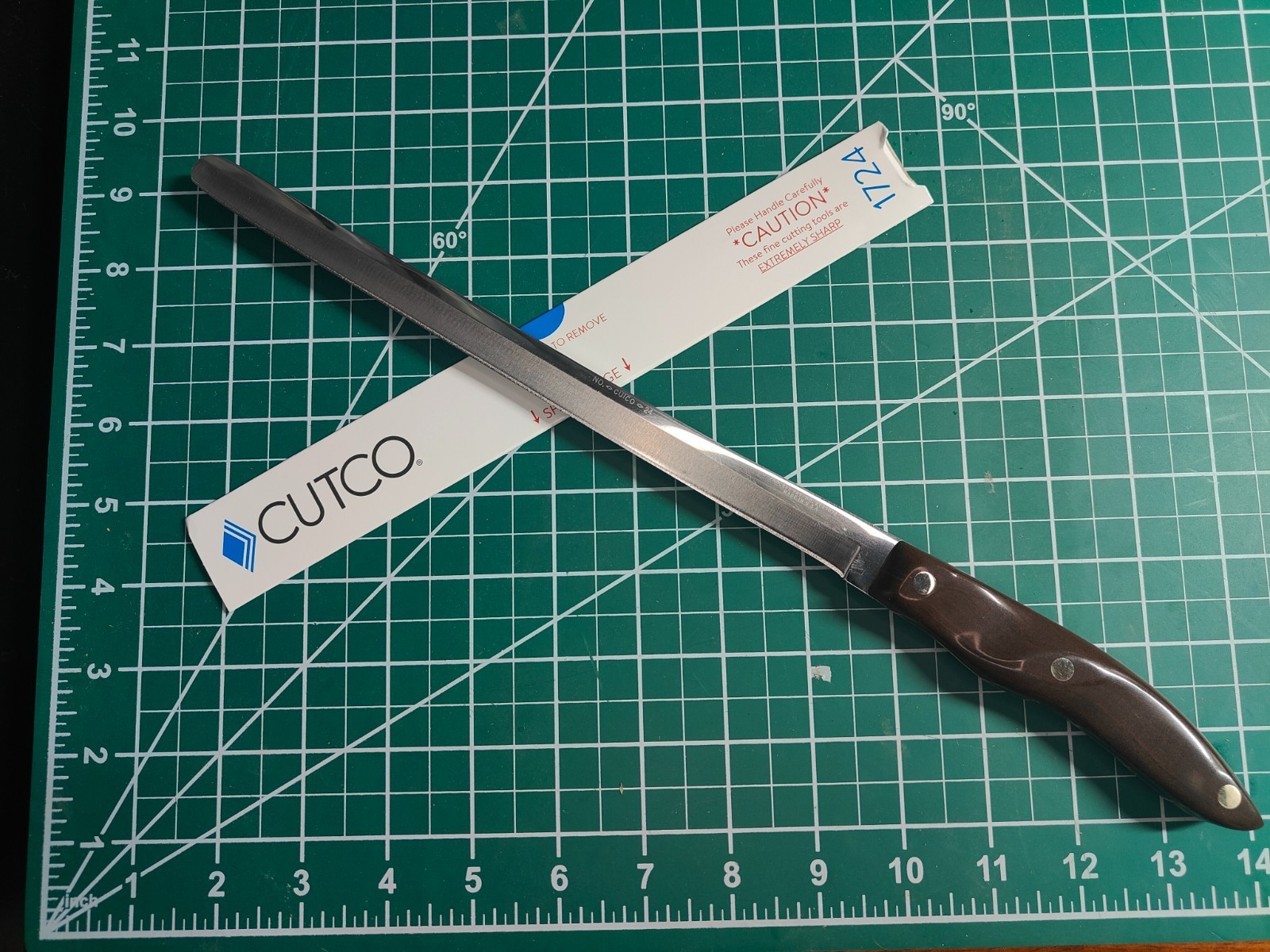 Cutco #24 Slicer Bread Knife Straight Edge Brown Handle Made in USA