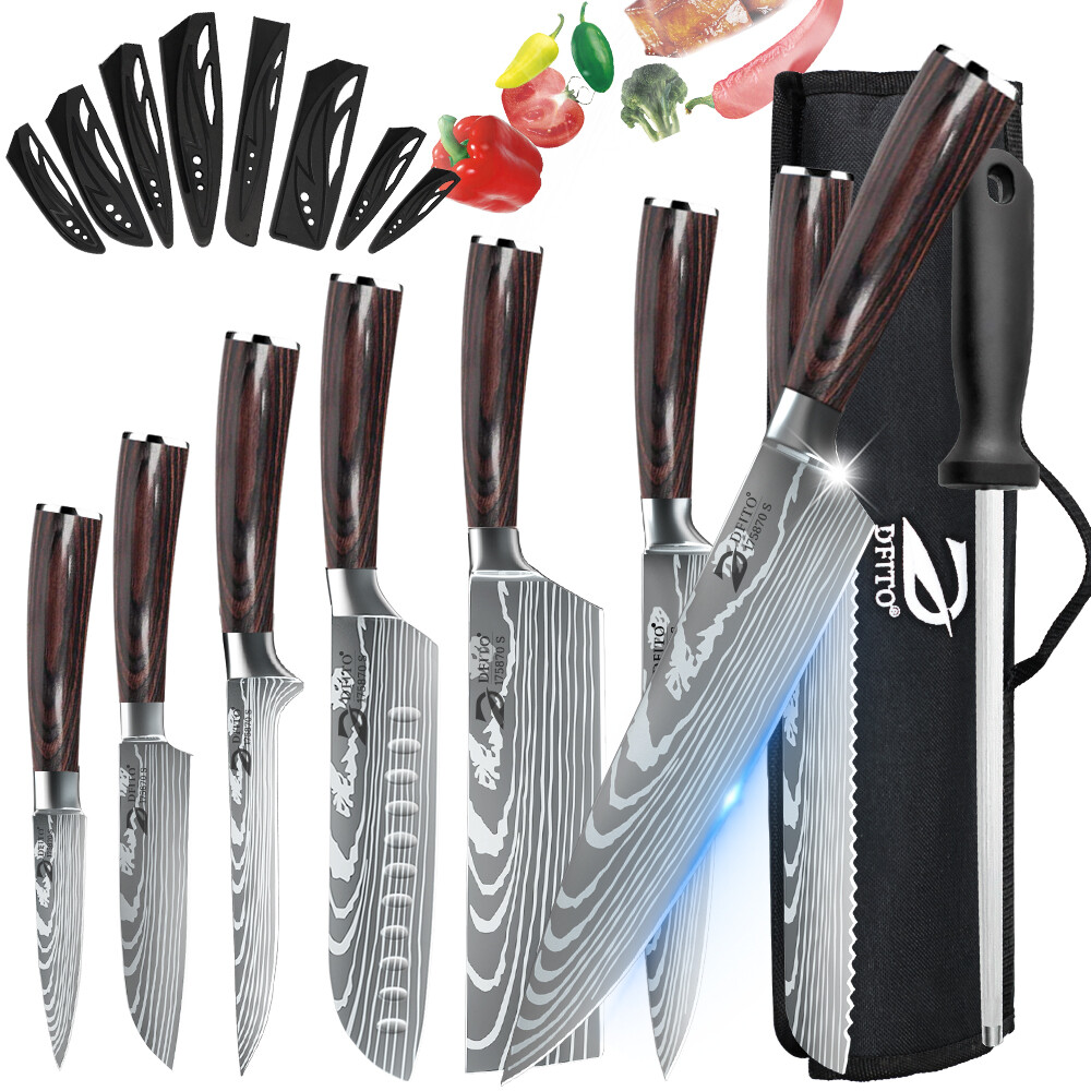 DAMASCUS STEEL CHEF KNIFE SET KITCHEN KNIVES CHEF SET