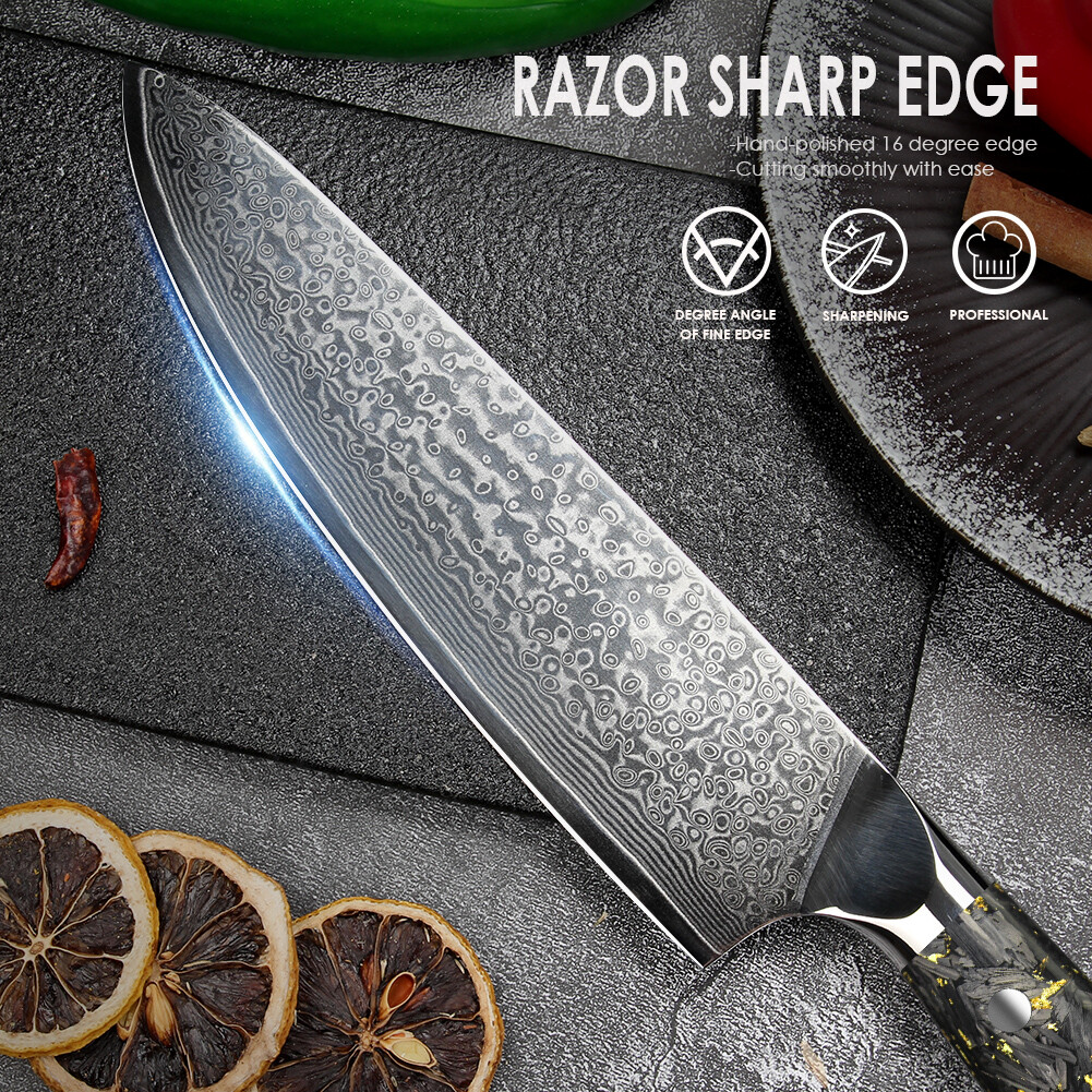 VG-10 Damascus Steel Chef Knife Razor Sharp Kitchen Knife-Gift for Home Cooks