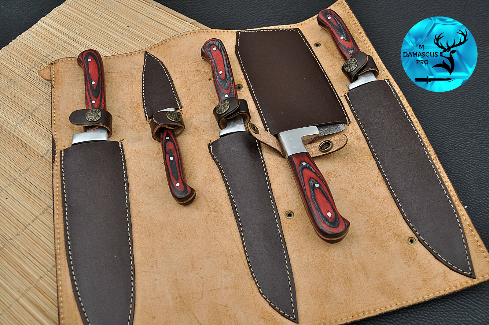 CUSTOM HANDMADE FORGED DAMASCUS STEEL CHEF KNIFE KITCHEN KNIVES CHEF SET 1574