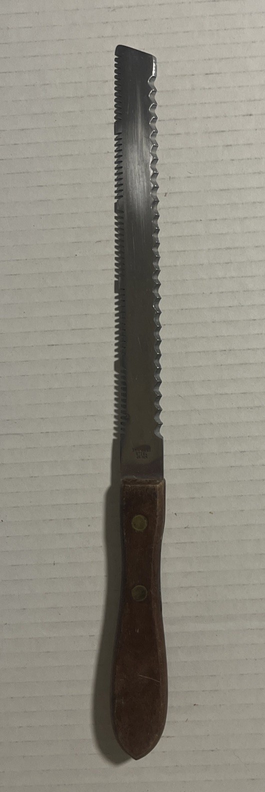 Vintage 1970’s Ginsu Double Edged Knife With Wooden Handle-Japan-Stainless Steel