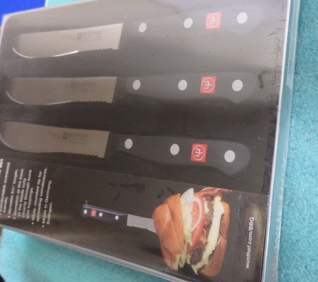 New SEALED Wusthof Gourmet 4 pc Burger Knife Set # 4115/13CM Made in Germany