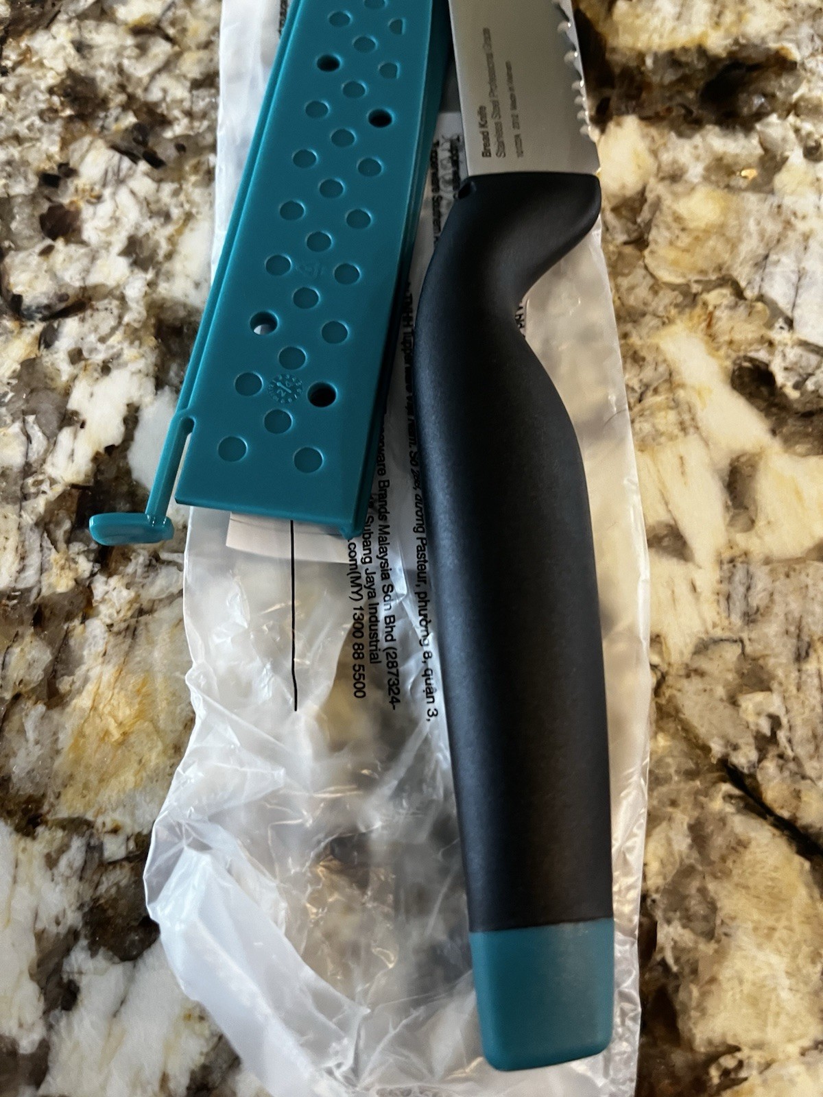 Tupperware A Series Bread Knife Kitchenware w Teal Cover Genuine OEM Unit