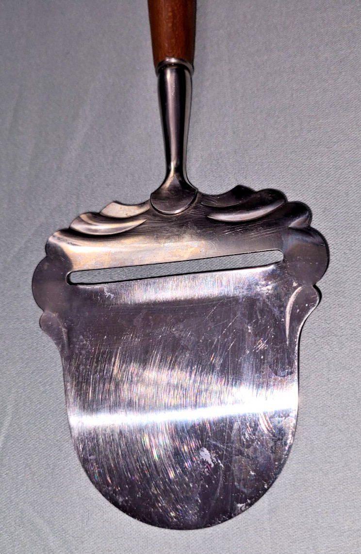 Vtg Spor Norway stainless steel teak wood handle cheese knife mid century modern