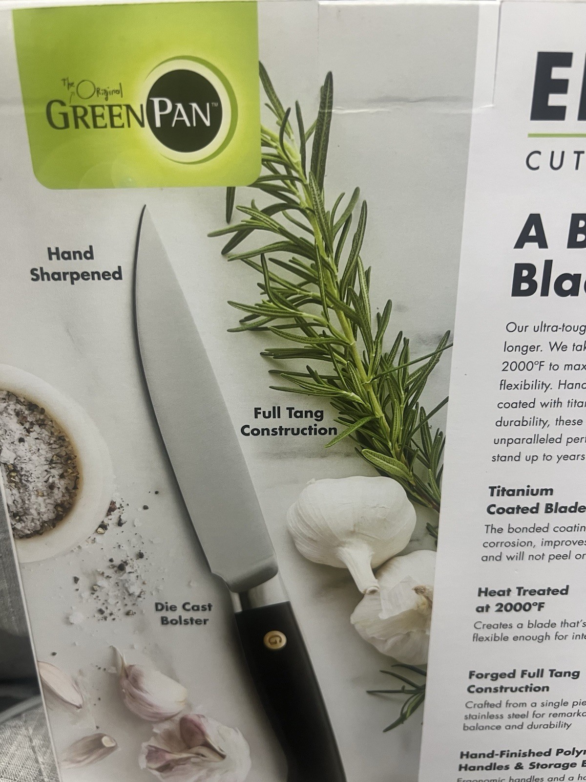 GreenPan Elite Black Steak Gift Set, Set of 8, Retail $250- Free S&H NEW SEALED
