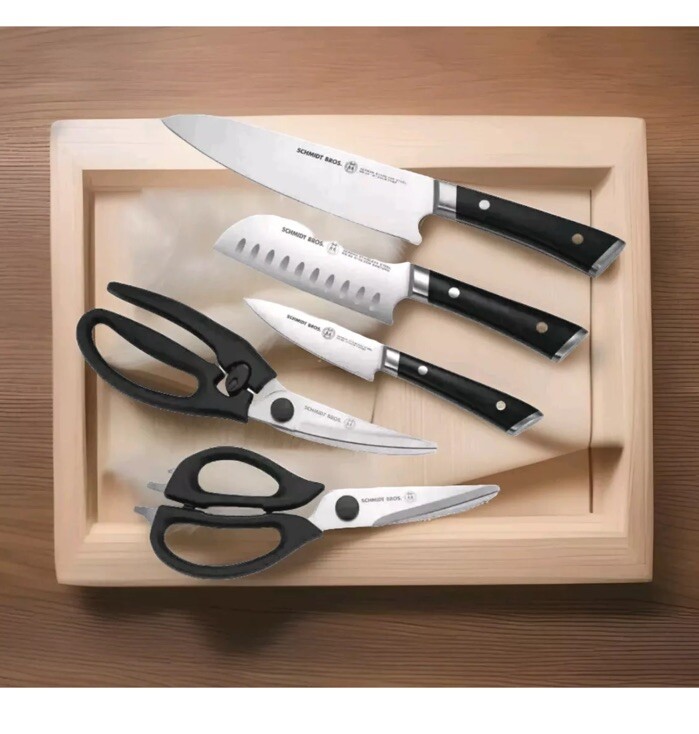 SCHMIDT BROS. 5pc. Chef Choice Knife & Shear Combo Set German Stainless Steel N