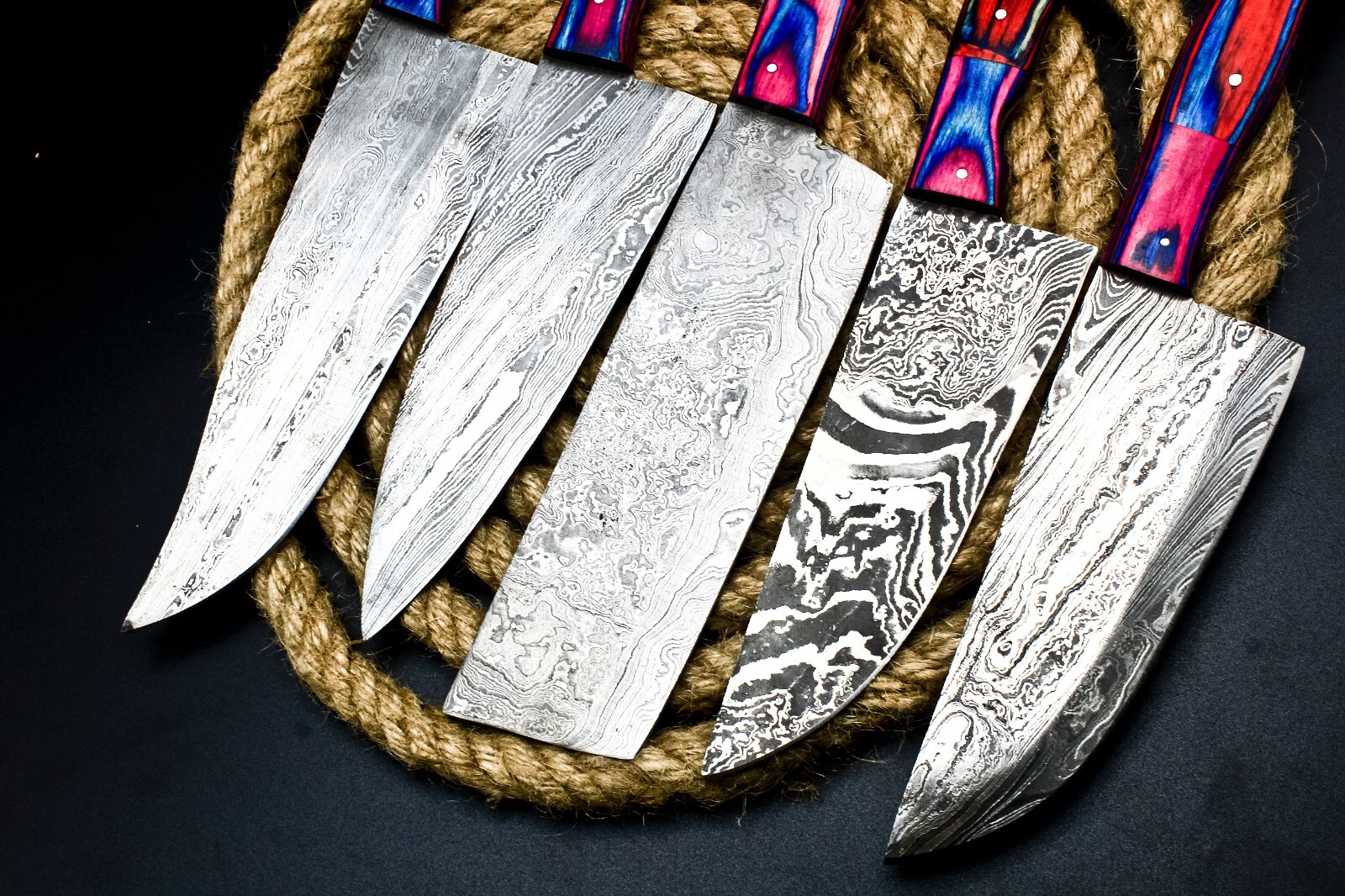 CUSTOM HANDMADE FORGED DAMASCUS STEEL CHEF KNIFE KITCHEN CHEF KNIVES SET
