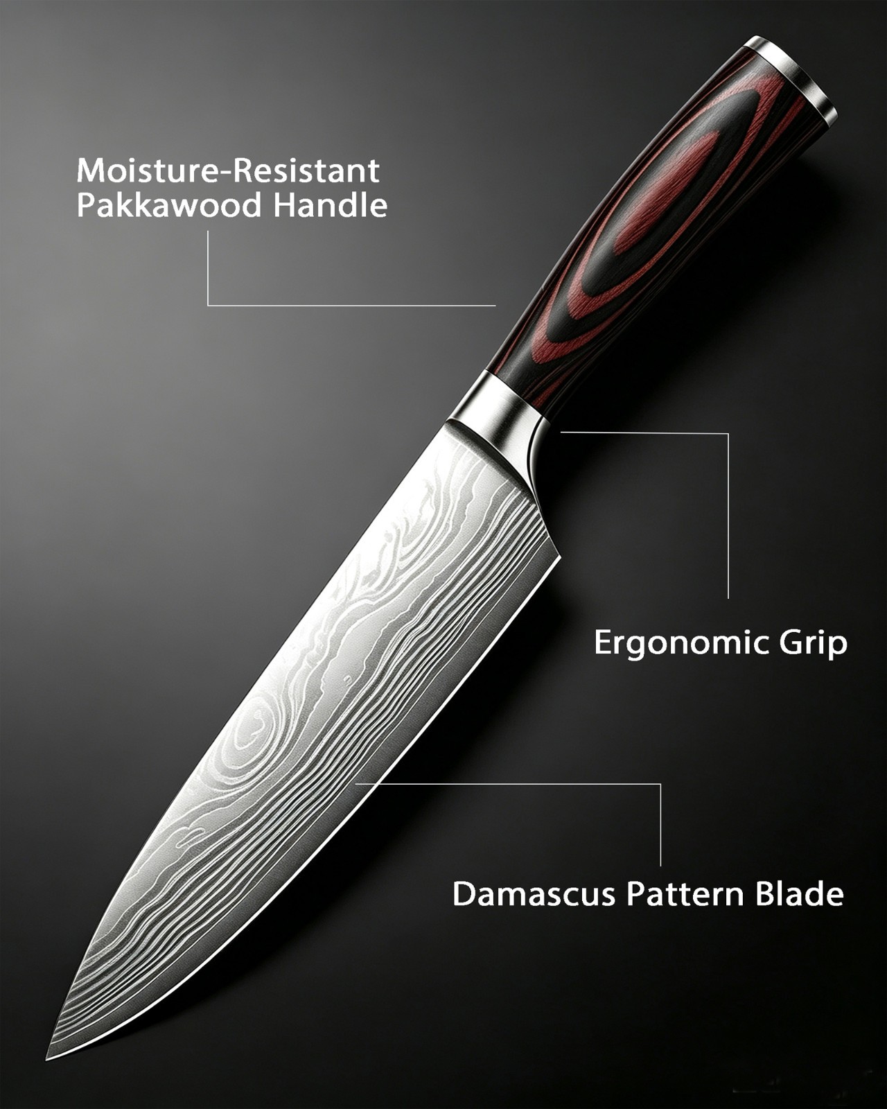 Japanese Chef Knife , 8 Inch Kitchen Knife with Ergonomic Handle 、 Gift Box