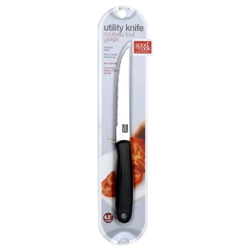 Goodcook 4.5-Inch Serrated Utility Kitchen Knife, silver/black