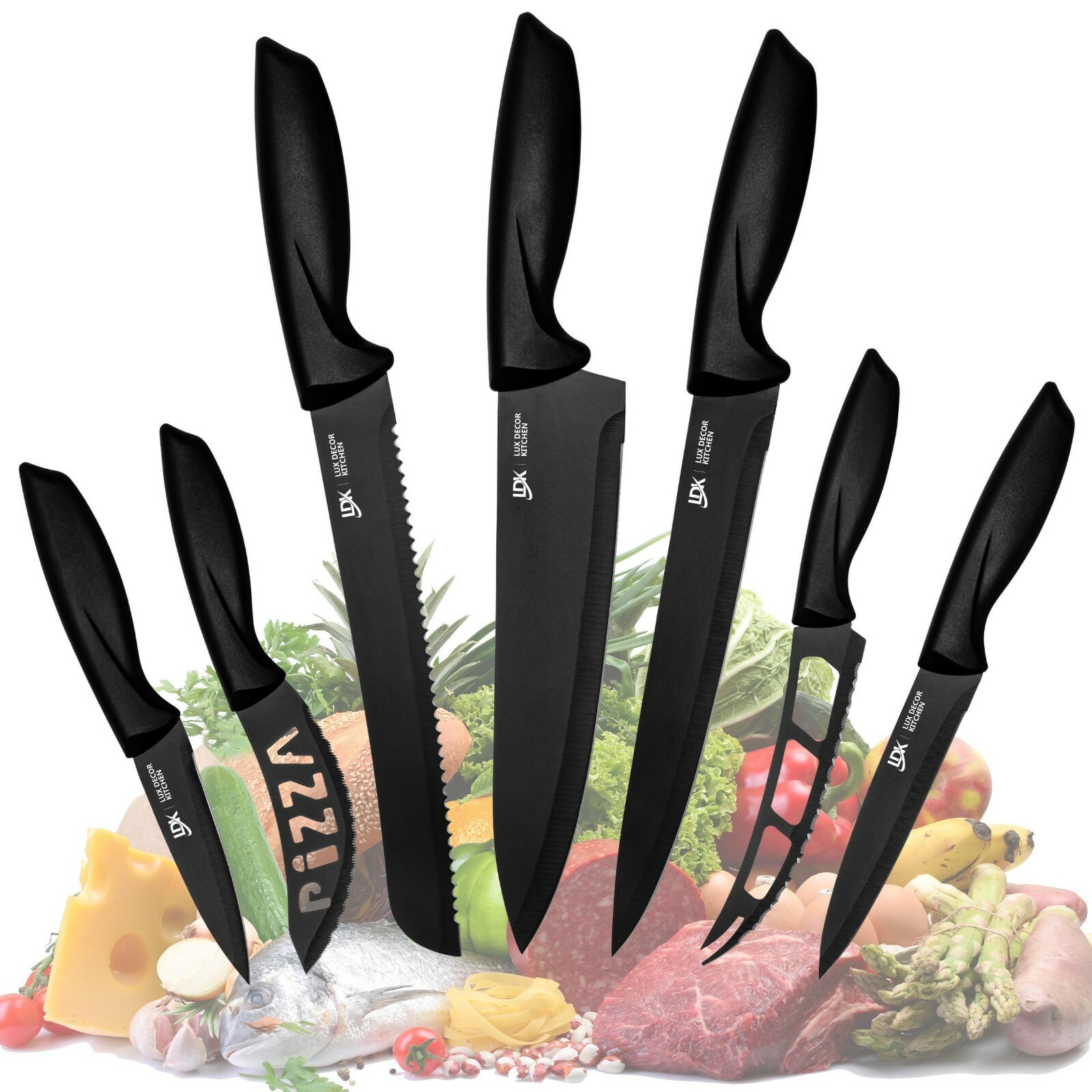 7 Piece Kitchen Knife Set Stainless Steel Ultra Sharp Steak Cooking Chef Knives