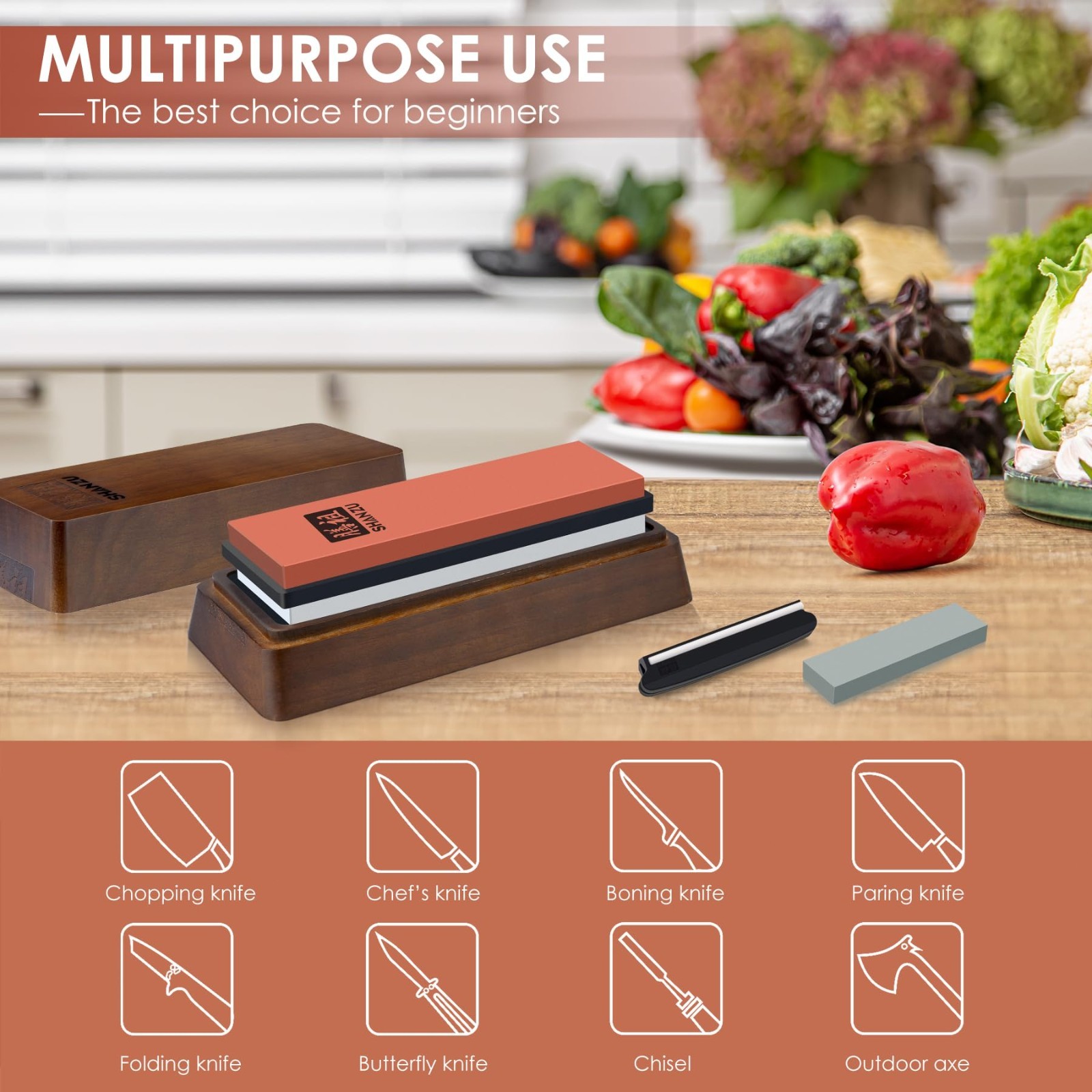 HOSHANHO 8PCS Hand Forged Butcher Set with Storage & 2PCS Sharpening Stone Kit