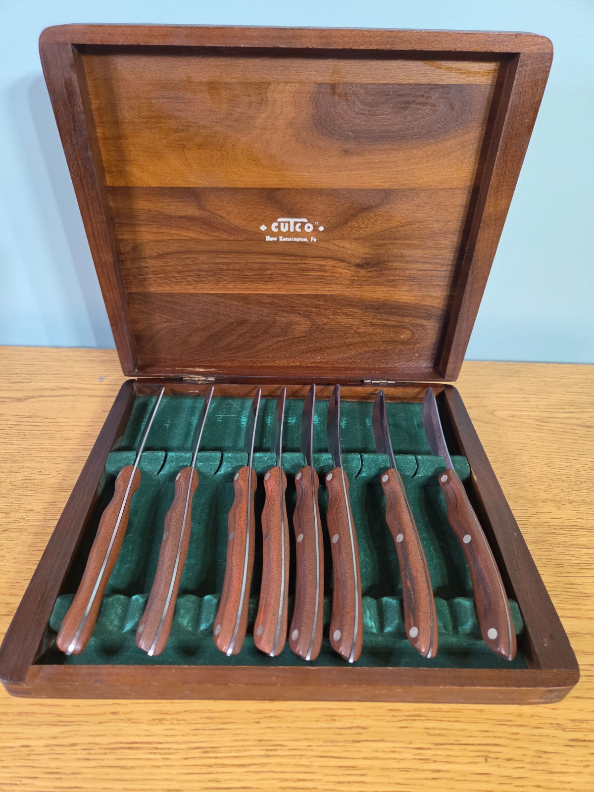 Cutco 1059 Serrated Steak Knife Original Wood Brown Swirl Handle Set Of 8