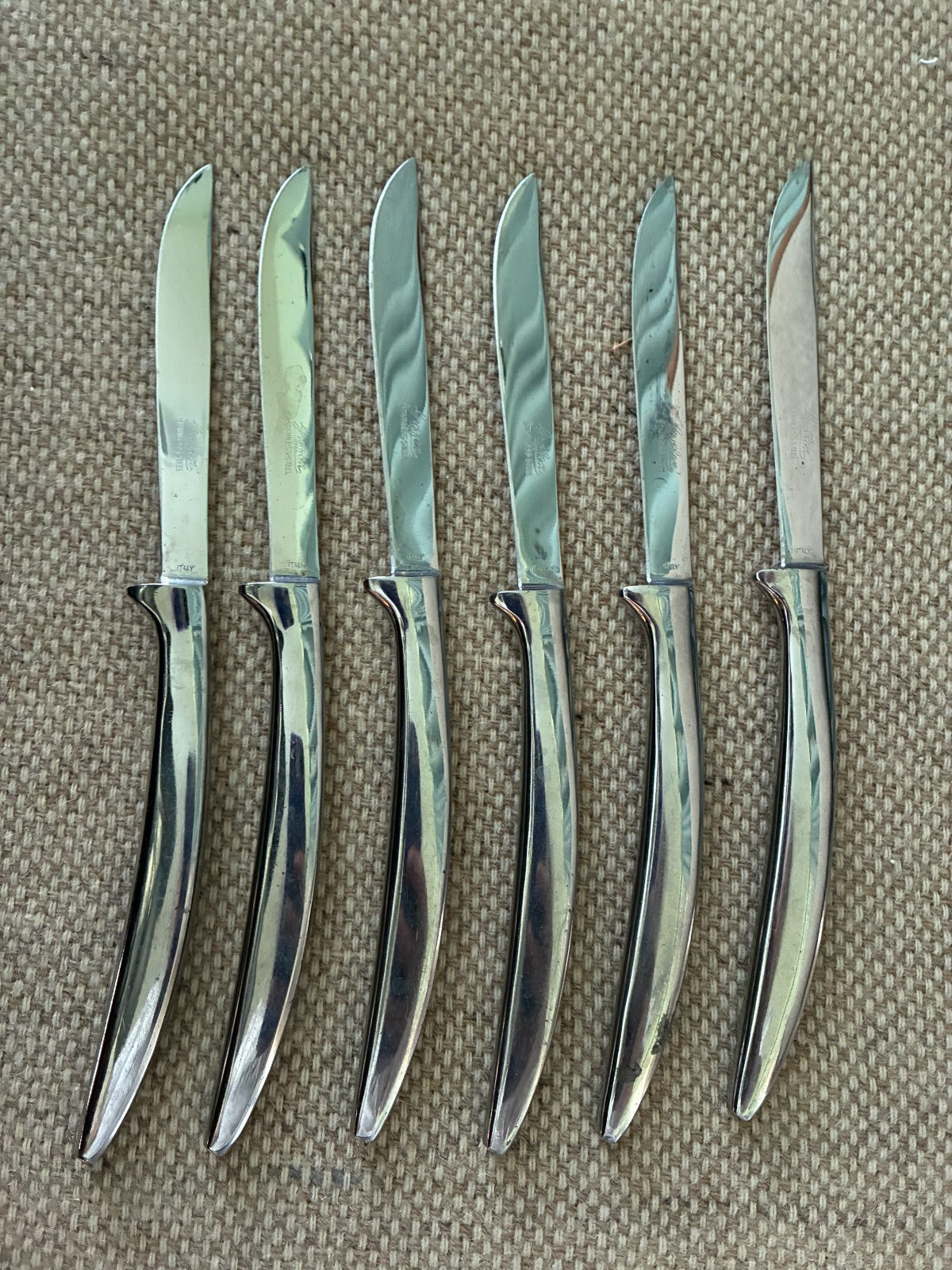 Vintage GRIFFON Italian Polished Stainless Steel Steak Knife Set – 6 Knives
