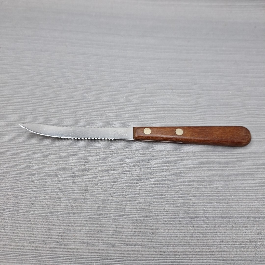AMC A01 Stainless Grapefruit Knife Wood Handle 2 Sided Serrated