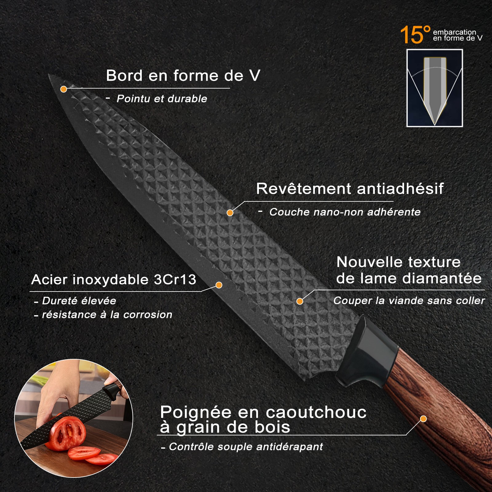 6 PCS Kitchen Knife Set Japanese Damascus Chef Knives Cleaver Set With Gift Box