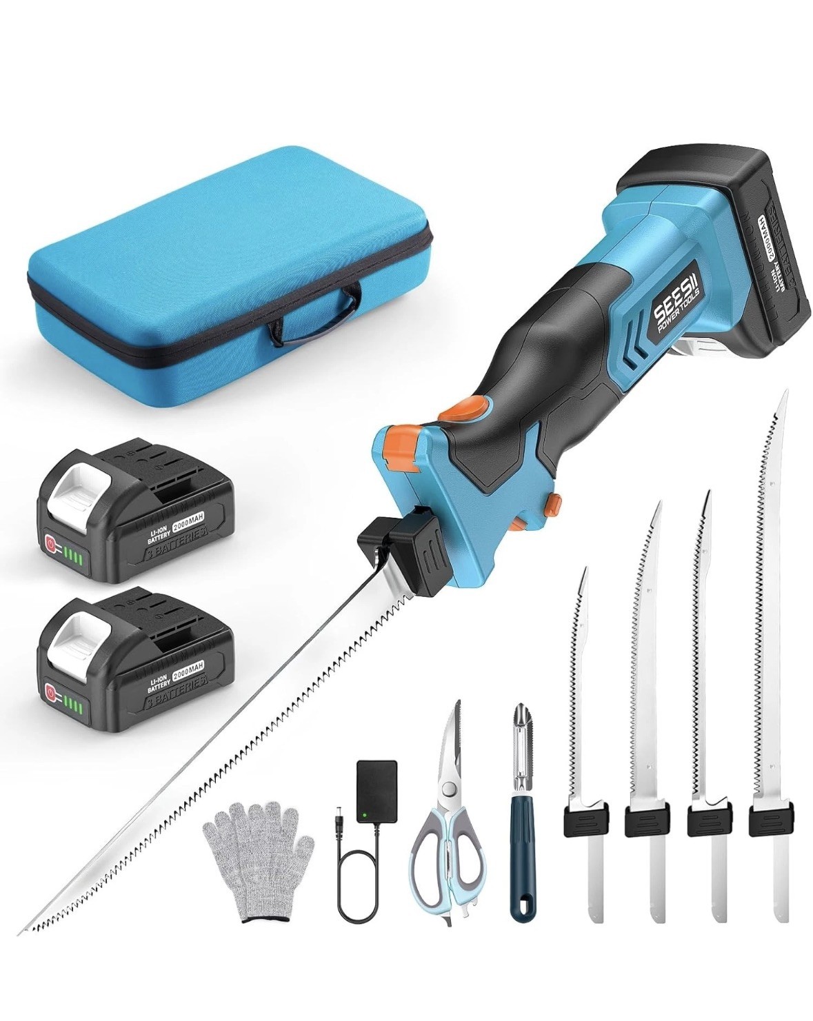 Cordless Electric Fillet Knife with 4 Blades, 100 Mins High Speed Filet Knife