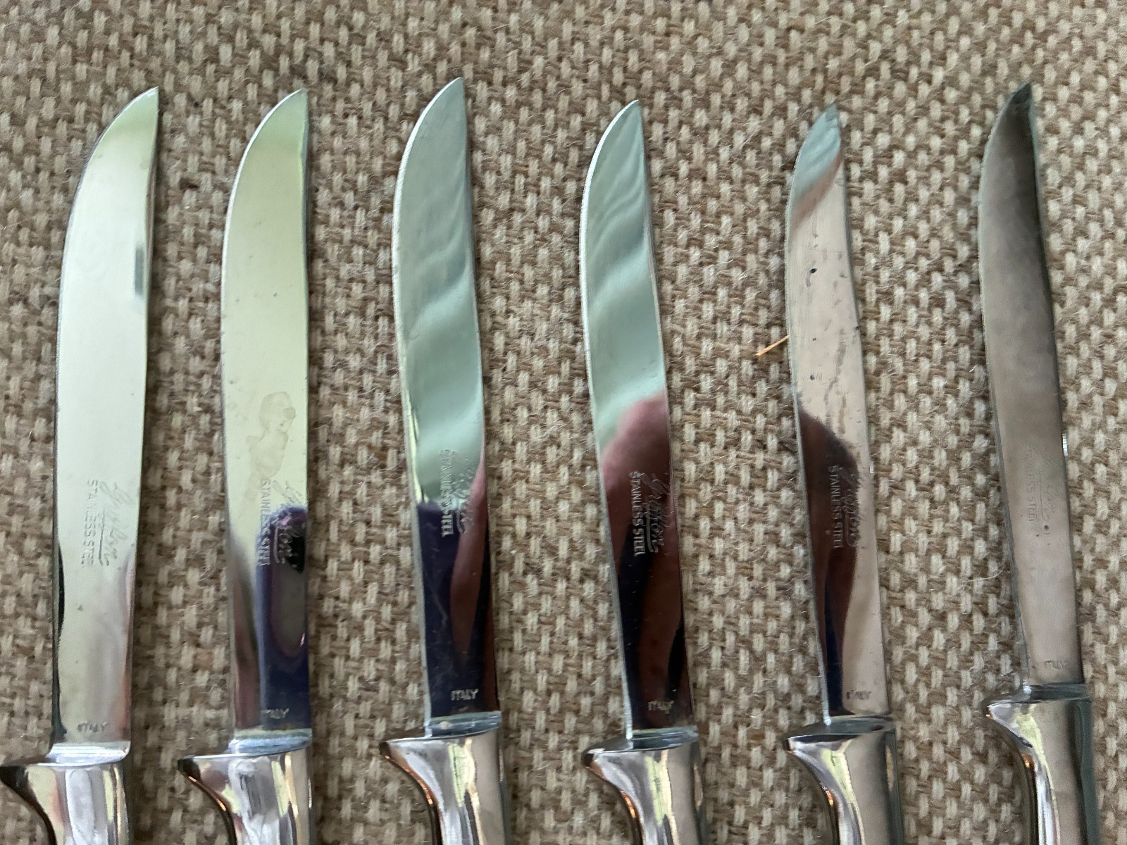 Vintage GRIFFON Italian Polished Stainless Steel Steak Knife Set – 6 Knives