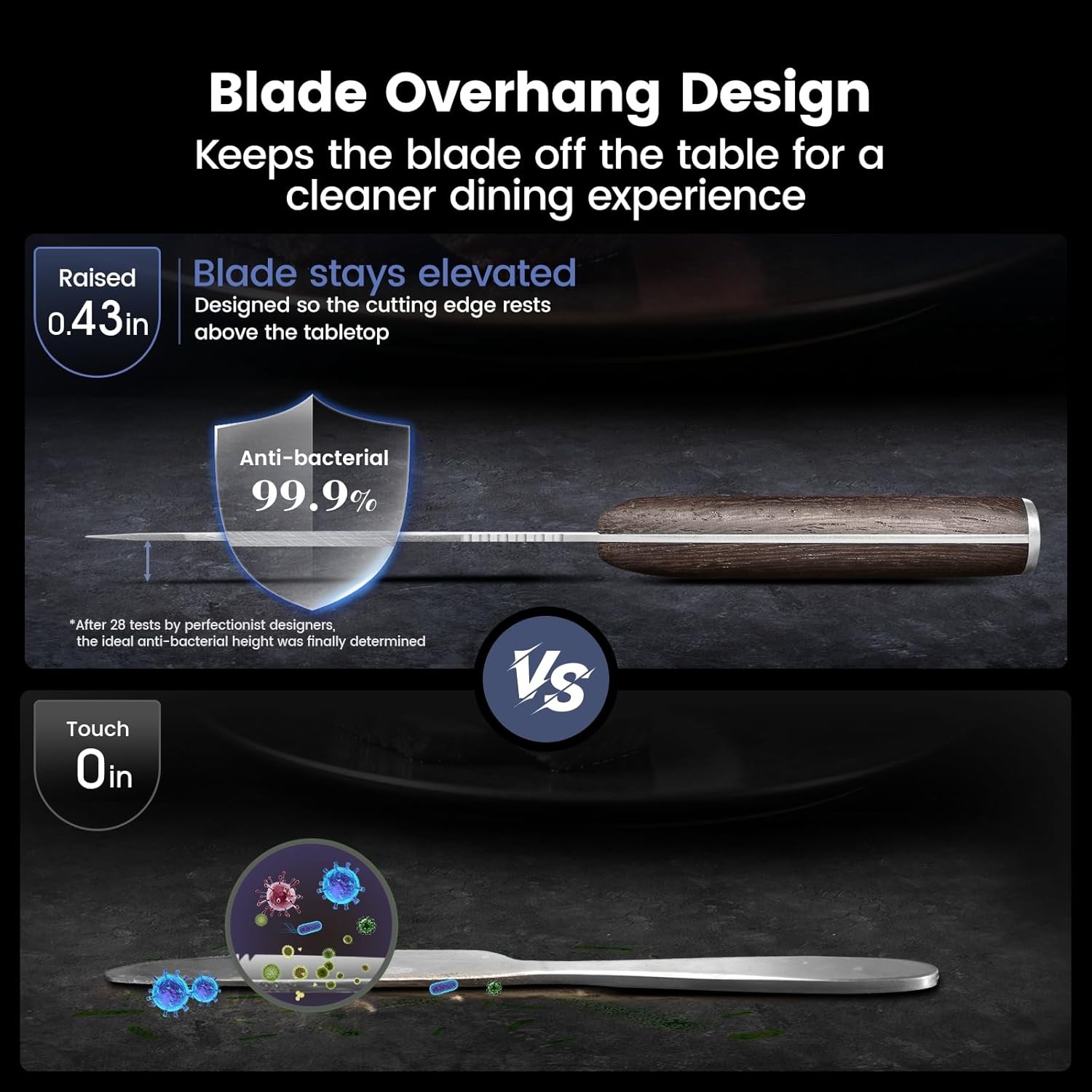 Steak Knives Set of 4, 4.8 Inch Quality Japanese Style Smooth Edge Meat Knife